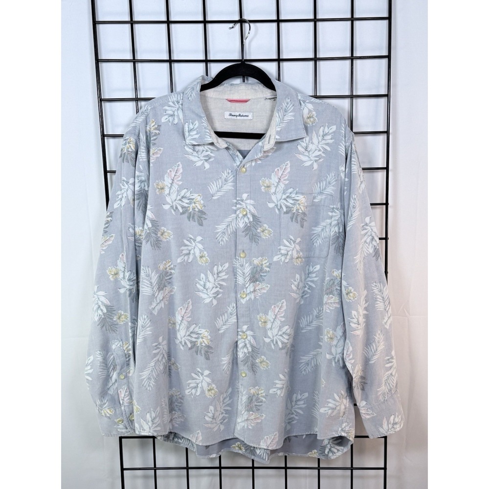 Tommy Bahama Coastline Corduroy L/S Button Down Shirt Mens XXL Blue Floral Beach